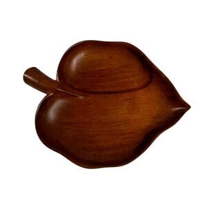 GENUINE KOA WOOD Leaf Dish Hawaii Hand Carved Serving Tray Decor